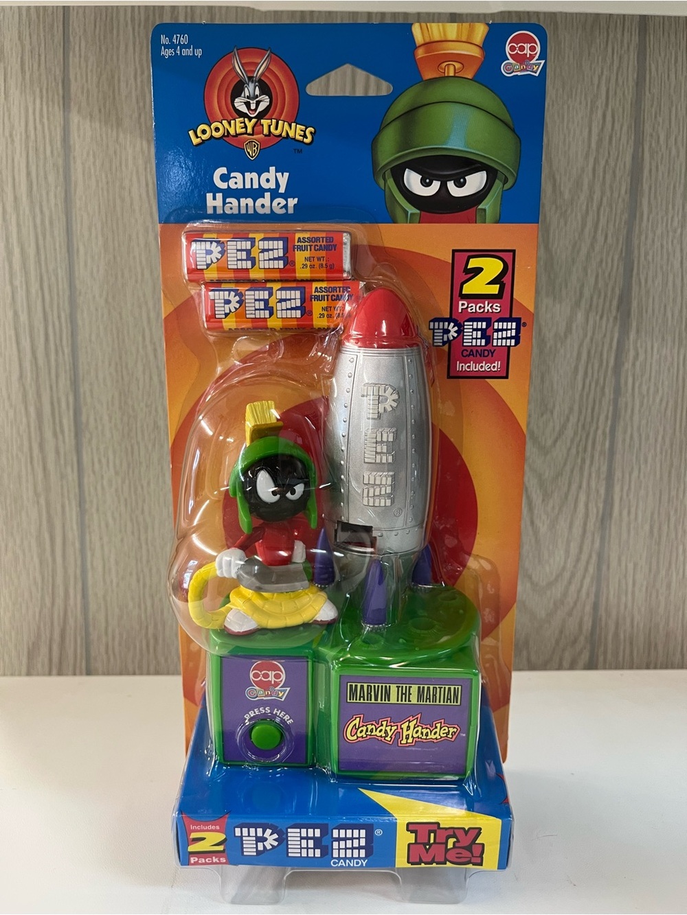 1998 PEZ Looney Tunes Marvin the Martian Candy Hander Dispenser 4760 Rocket Ship